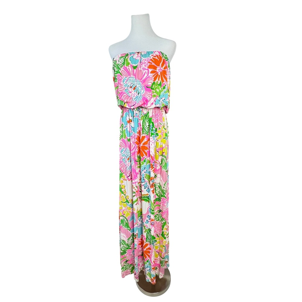 Lilly Pulitzer for Target Nosey Posey Strapless Maxi Dress XL Floral Vibrant